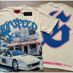 Godspeed American Retro Street Print 100% Cotton Short-Sleeve T-Shirt XL Ferrari